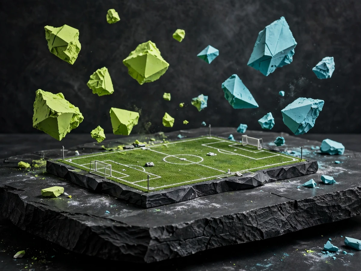 A sculptural football composition desk