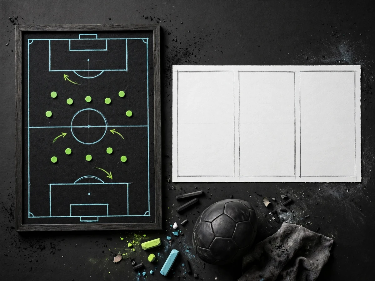 A football board and an open storyboard